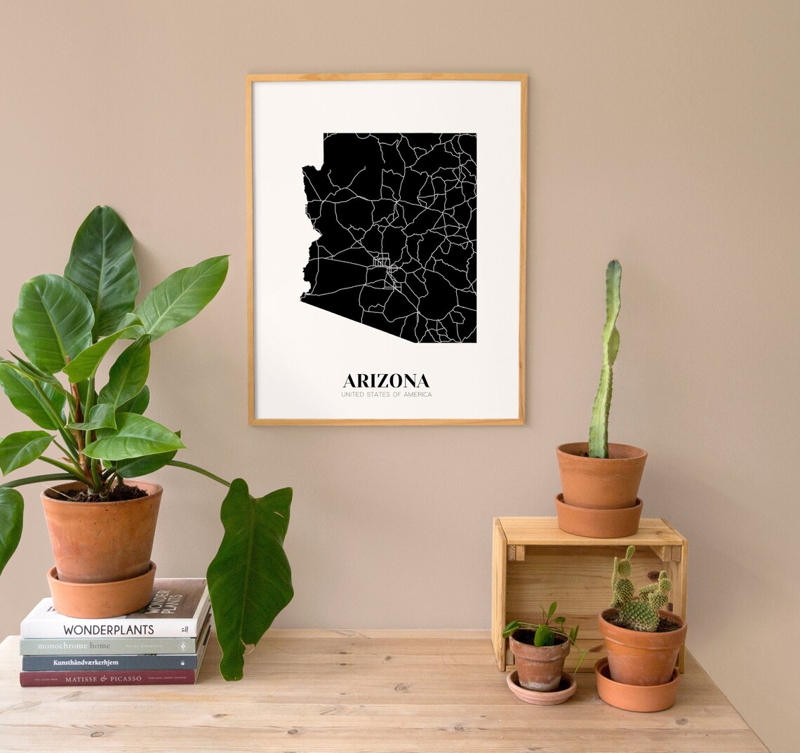 Map of Arizona Printable Arizona Map Print Printable AR Map - Etsy