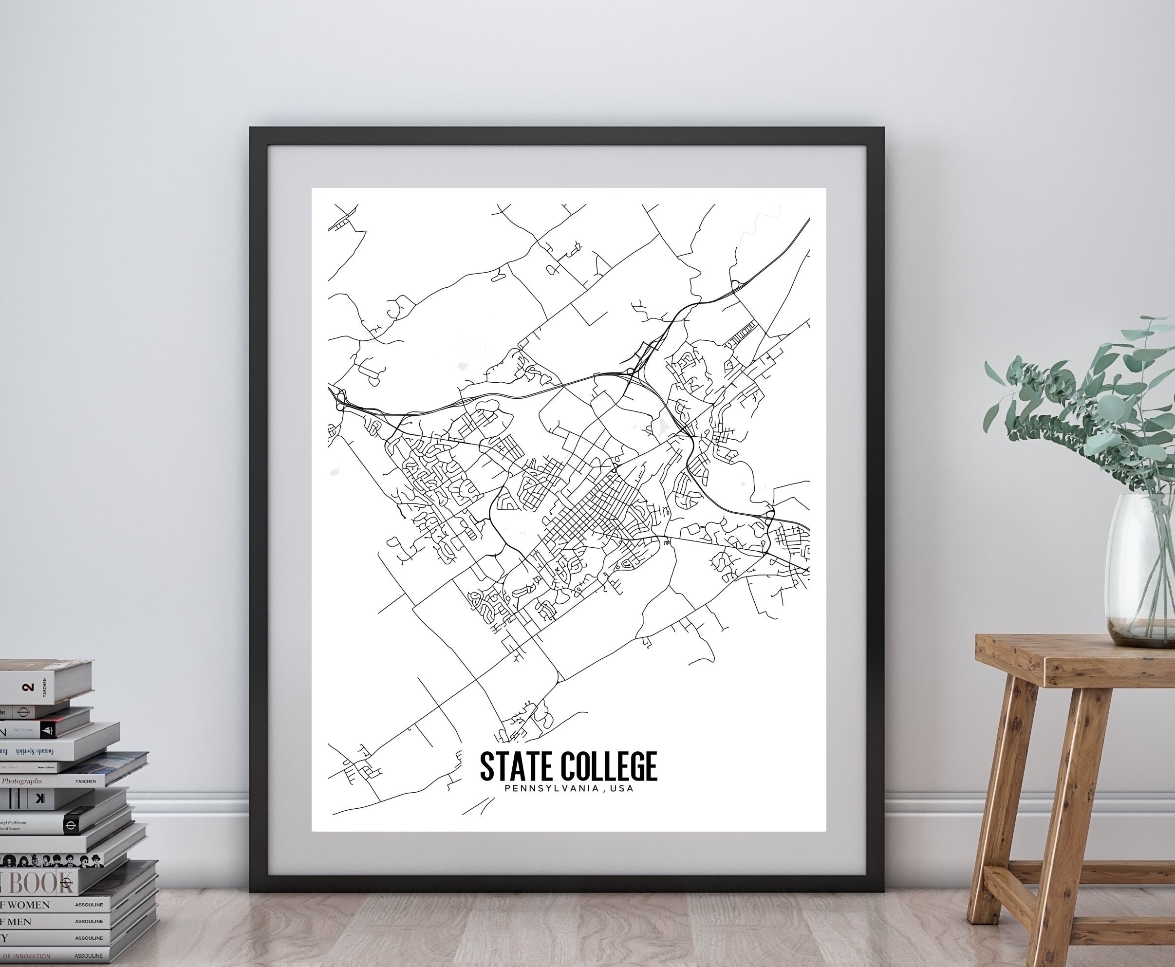 State College Pennsylvania Map Printable Printable Map for | Etsy