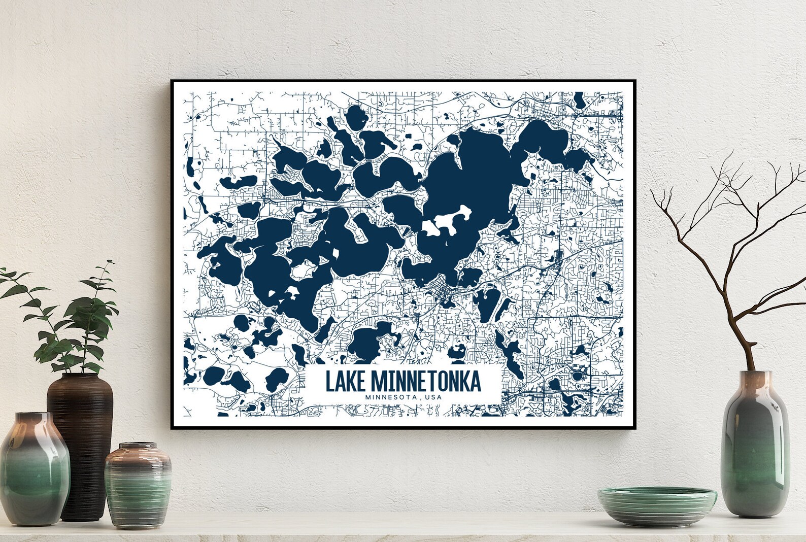 Lake Printable Map Lake Wall Art Lake Etsy