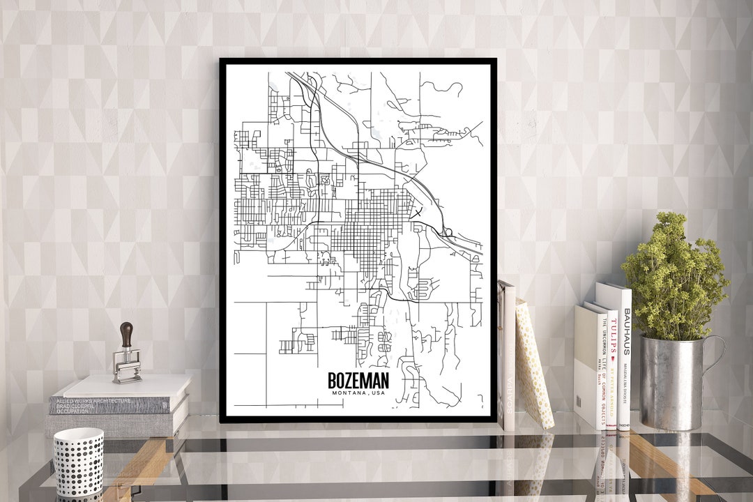 Bozeman Montana Map Printable Montana Map Art Bozeman Map - Etsy