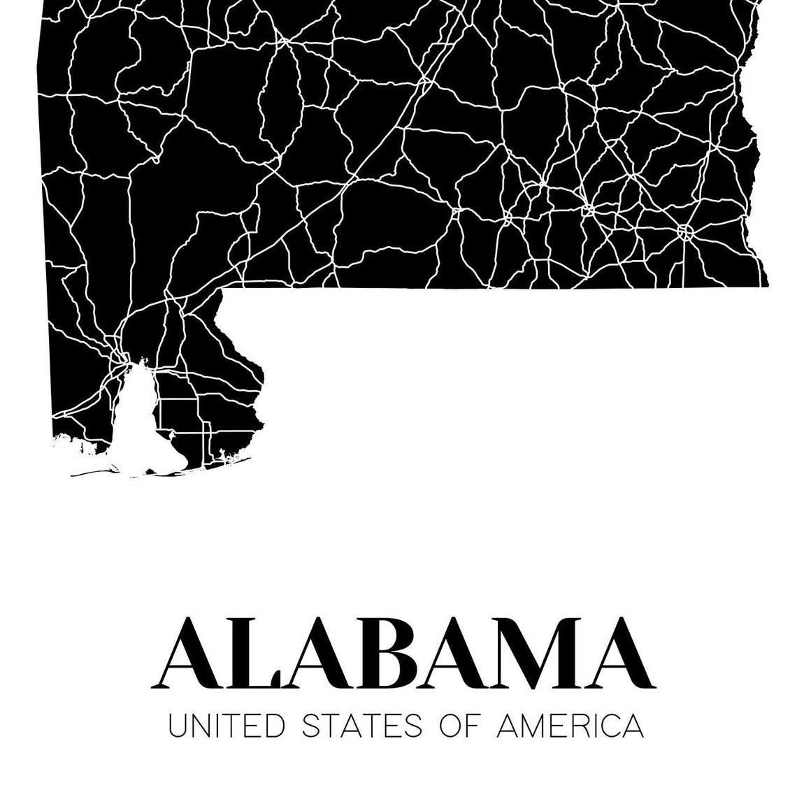 Map of Alabama Printable Alabama Map Printable AL Map - Etsy