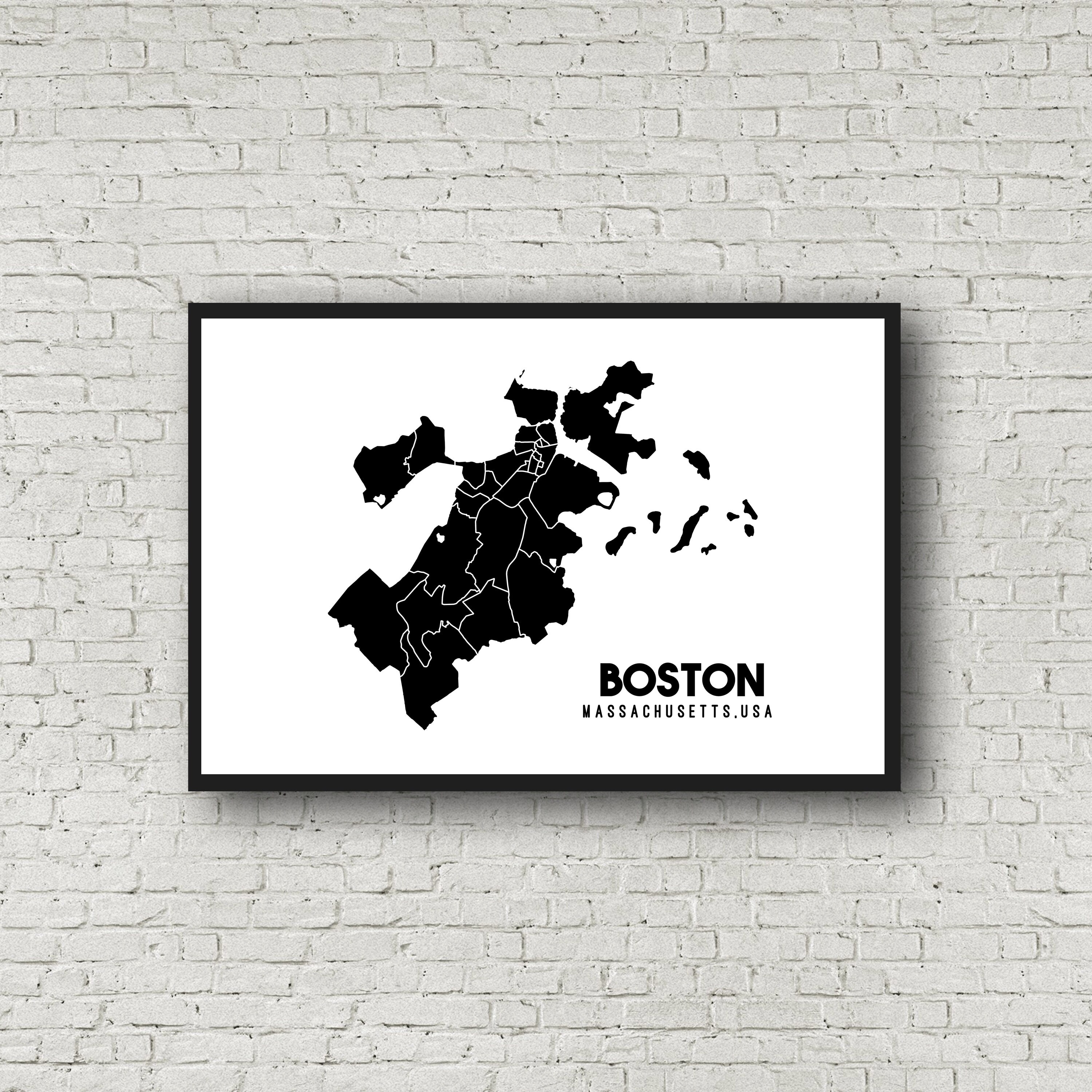 Boston Neighborhoods Printable Map, Boston Map Poster, Boston Map ...