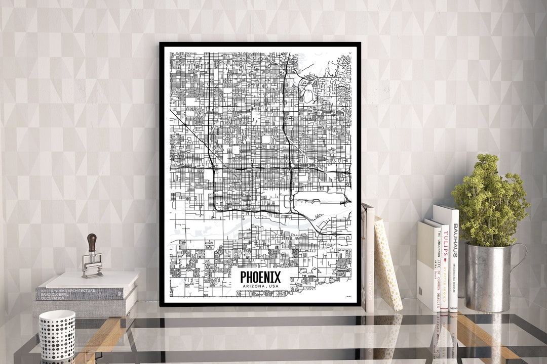 Phoenix Arizona Map Printable, Phoenix Map Art, AZ Map Art, Arizona Art, Phoenix Wall Art ...