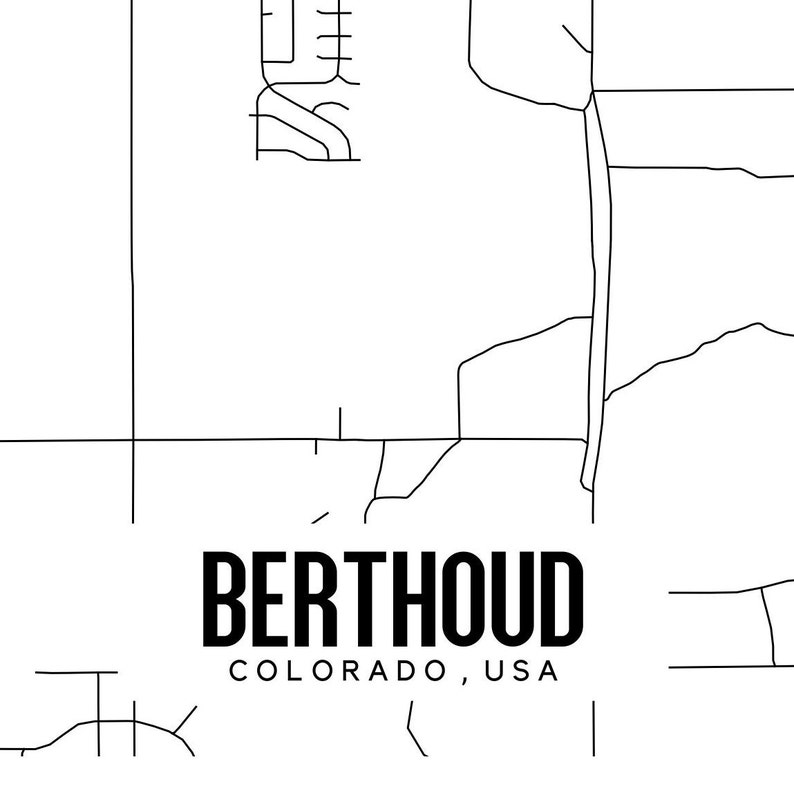 Berthoud Colorado Printable Map Berthoud Map Art Colorado Etsy