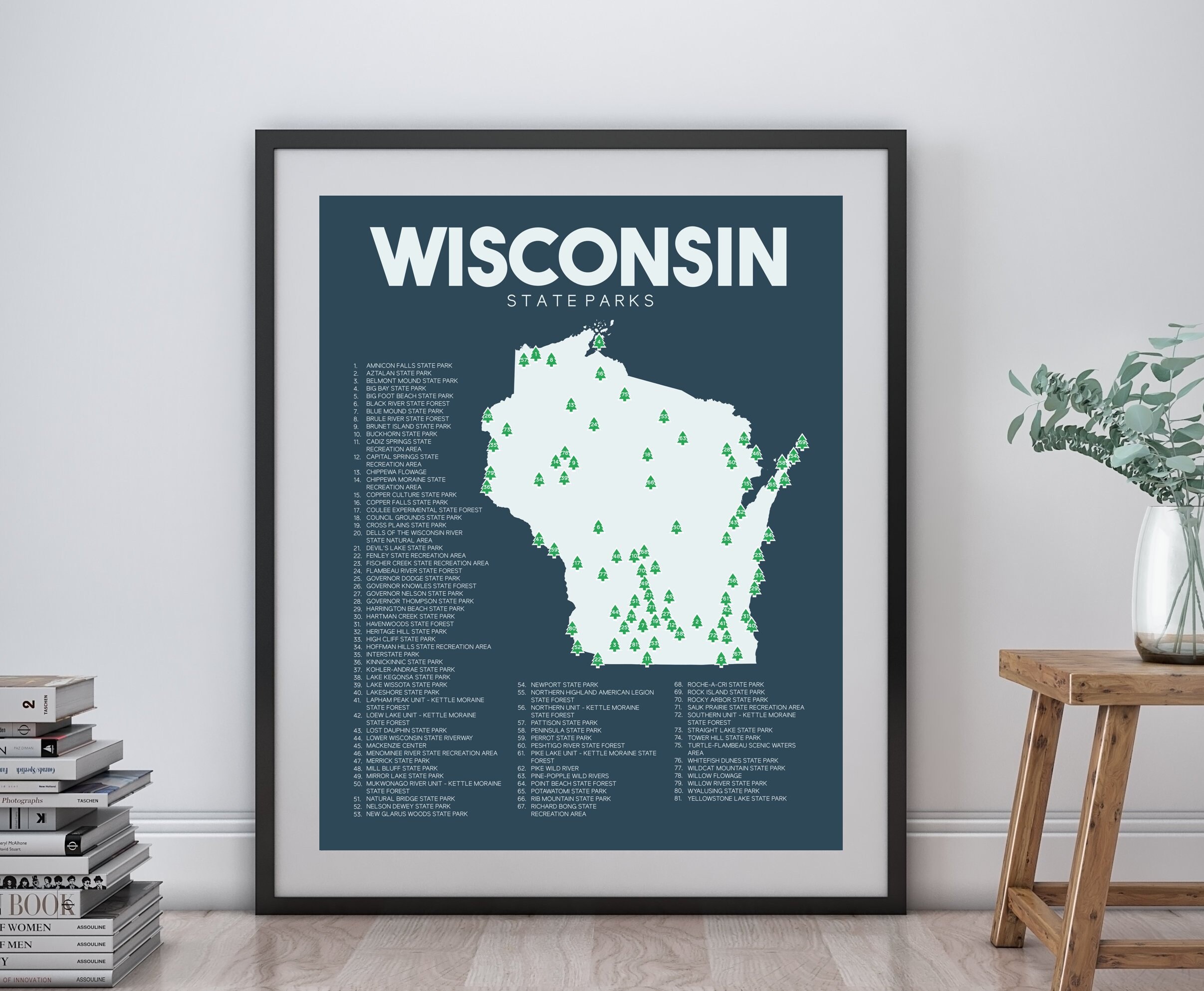 Wisconsin State Parks Map Wisconsin State Parks Map Printable 16X20 Gift | Etsy Uk