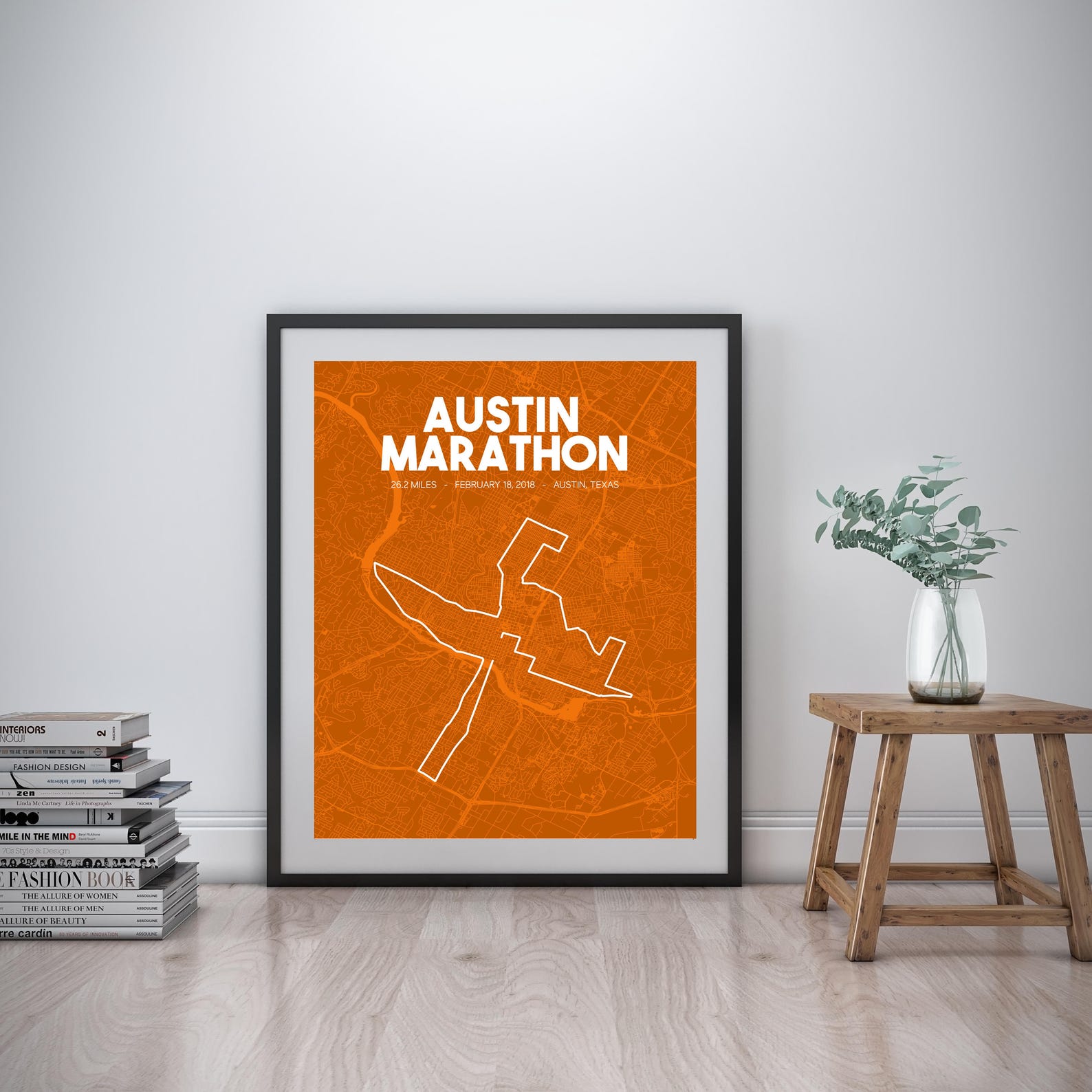 2018 Austin Marathon Printable Race Route Marathon Map Art Etsy