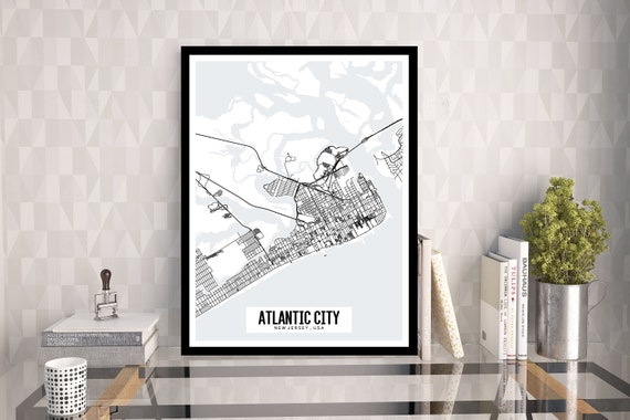 Atlantic City New Jersey Printable Map Atlantic City Map New | Etsy