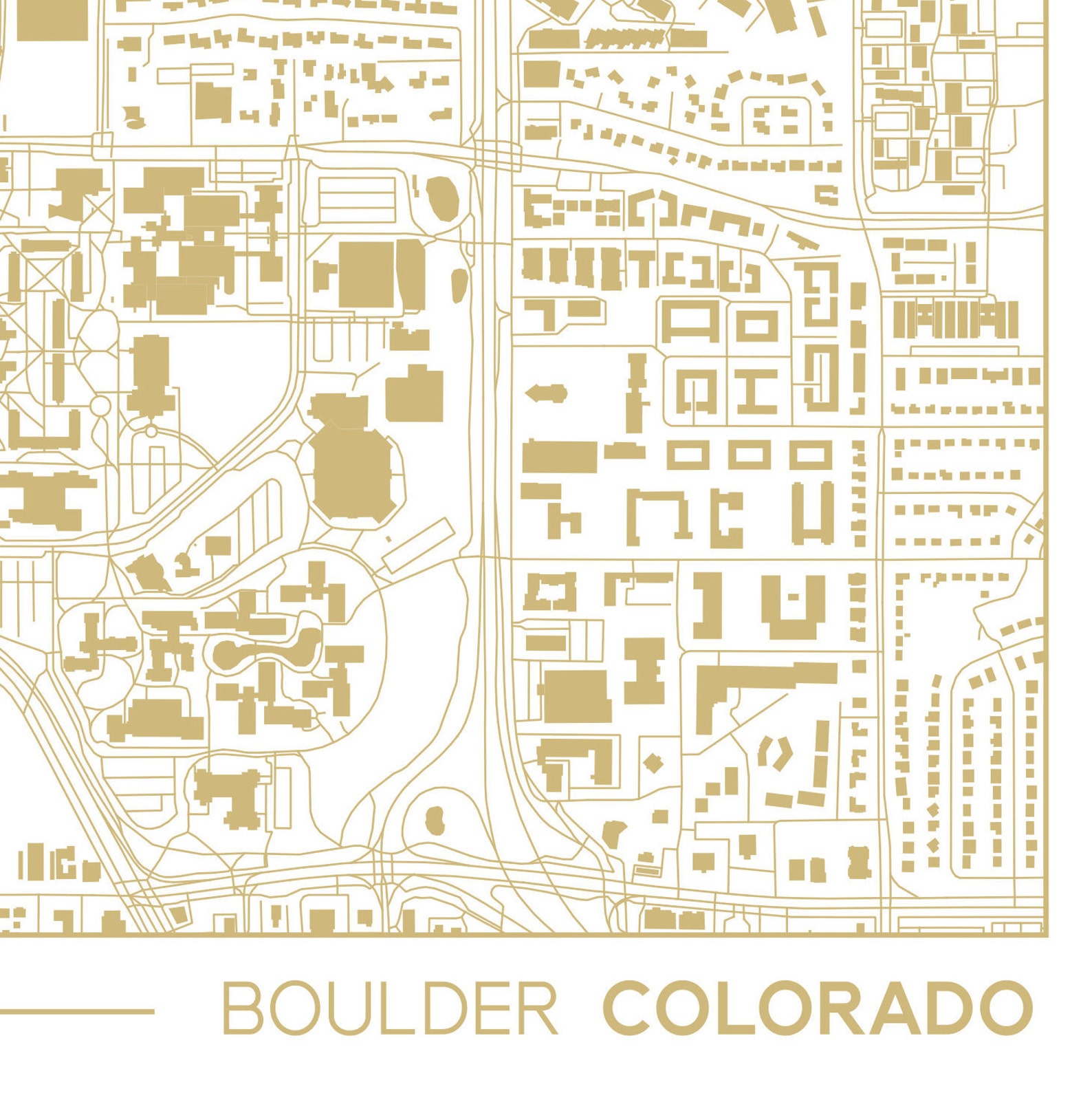 Boulder Colorado Printable Map UC Boulder Campus Map Gift | Etsy