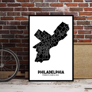 Philadelphia Neighborhoods Printable Map Philly Map Poster - Etsy