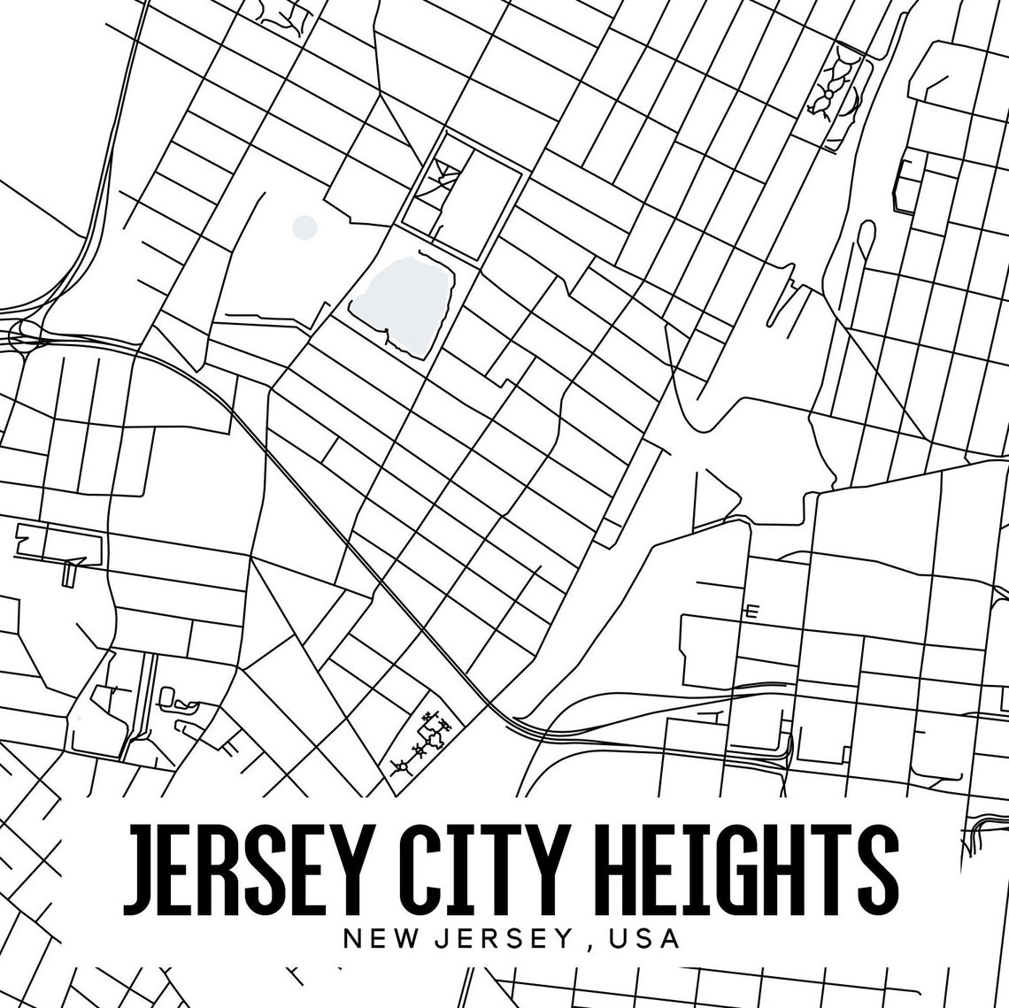Jersey City Heights map printable Jersey City map art Jersey Etsy