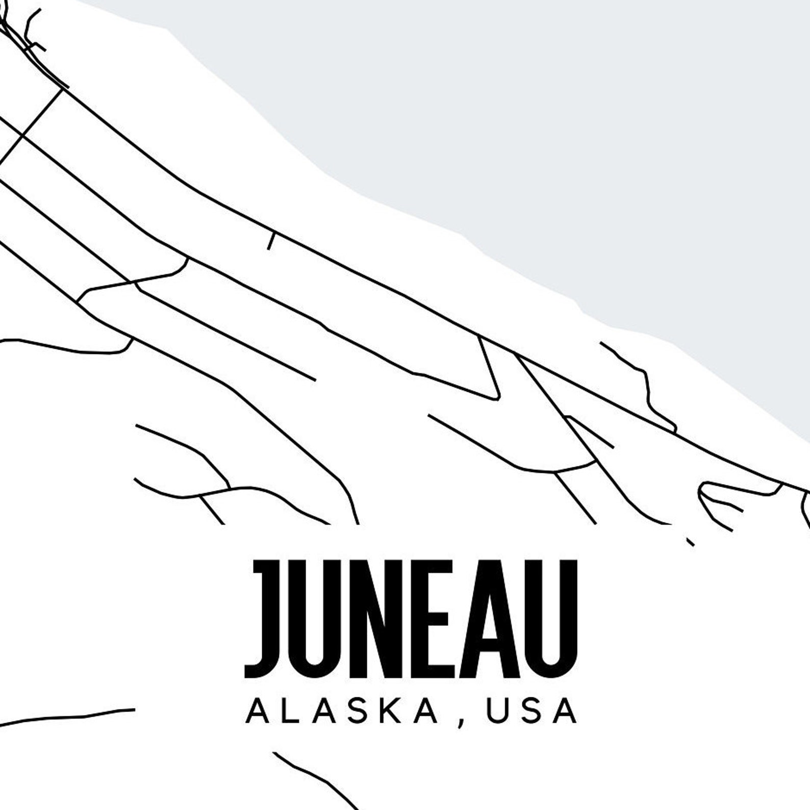 Juneau Alaska Map Printable Juneau Map Art Alaska Map - Etsy