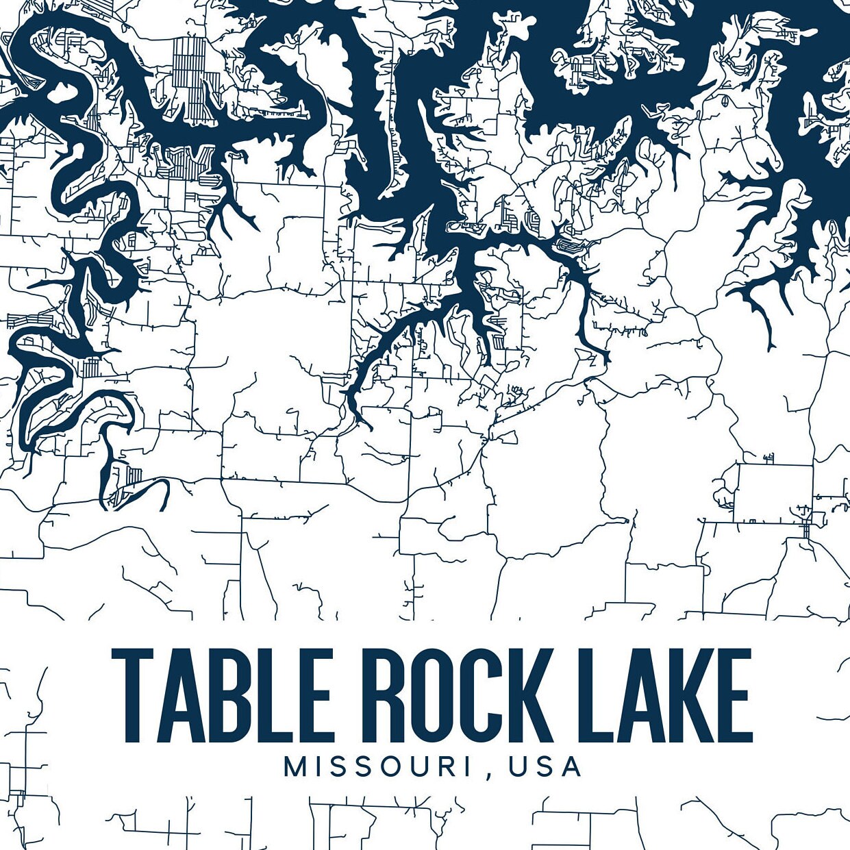 Table Rock Lake Printable Map Table Rock Lake Missouri Wall Etsy