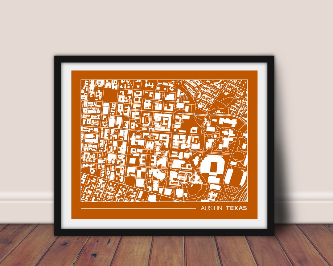 Austin Texas Street Map University of Texas Campus Map UT - Etsy