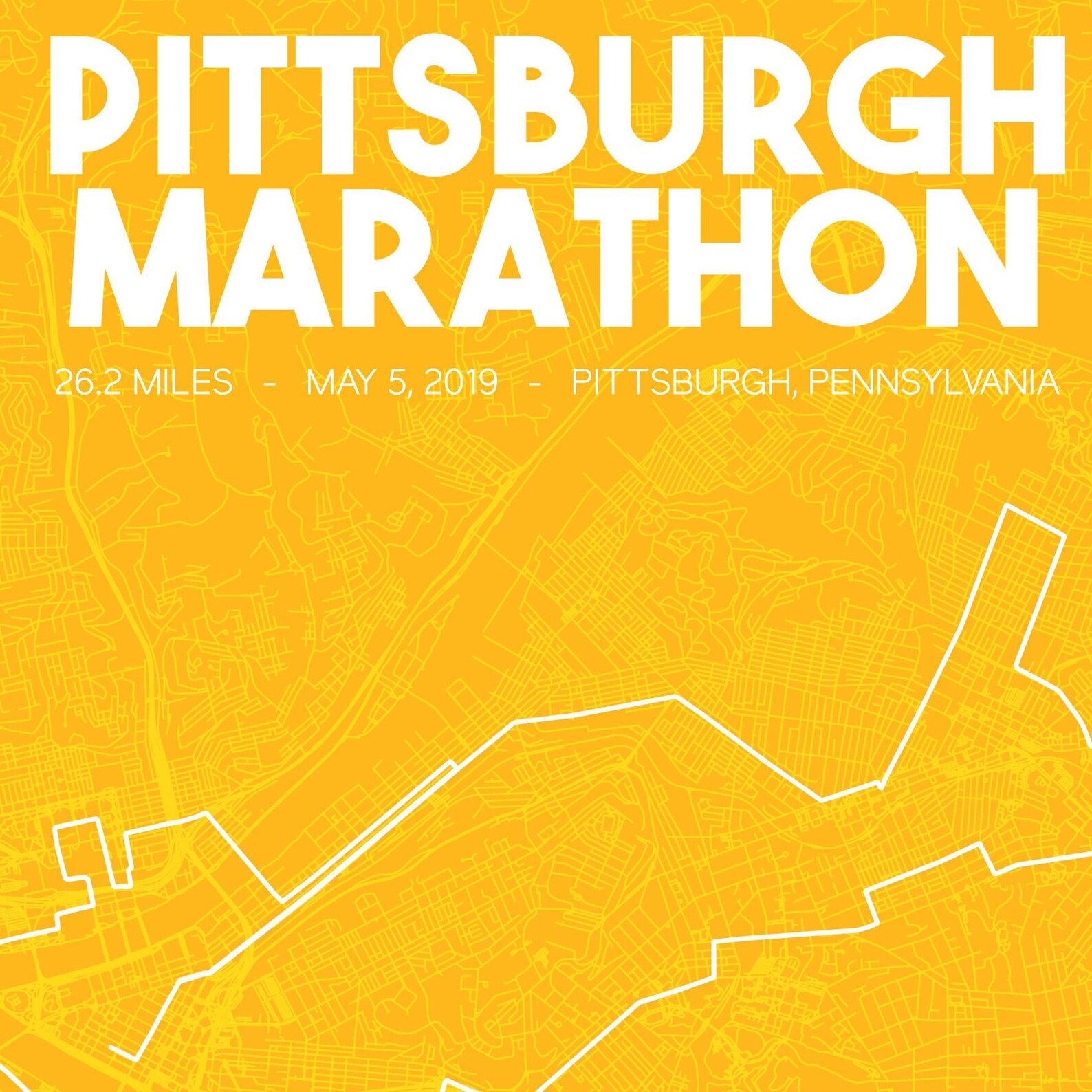Pittsburgh Marathon Course Map 2019 Marathon Printable Map Etsy