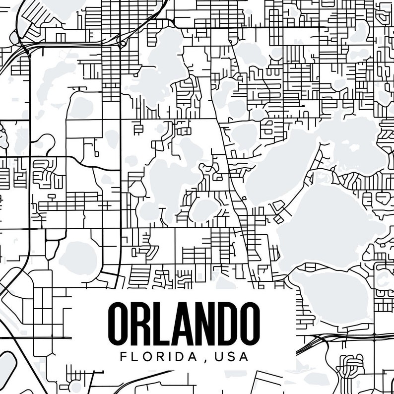 Orlando Florida Map Printable Florida Map Orlando Map Art - Etsy