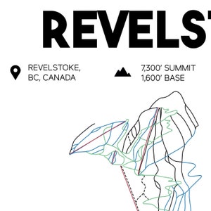 Revelstoke BC Printable Ski Map, Ski Map 16x20, Revelstoke Poster, Printable Ski Art, Skiing ...