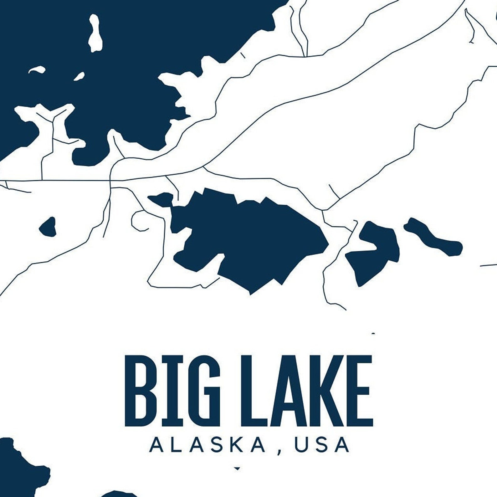 Big Lake Alaska Printable Map Big Lake Wall Art Alaska Map Etsy