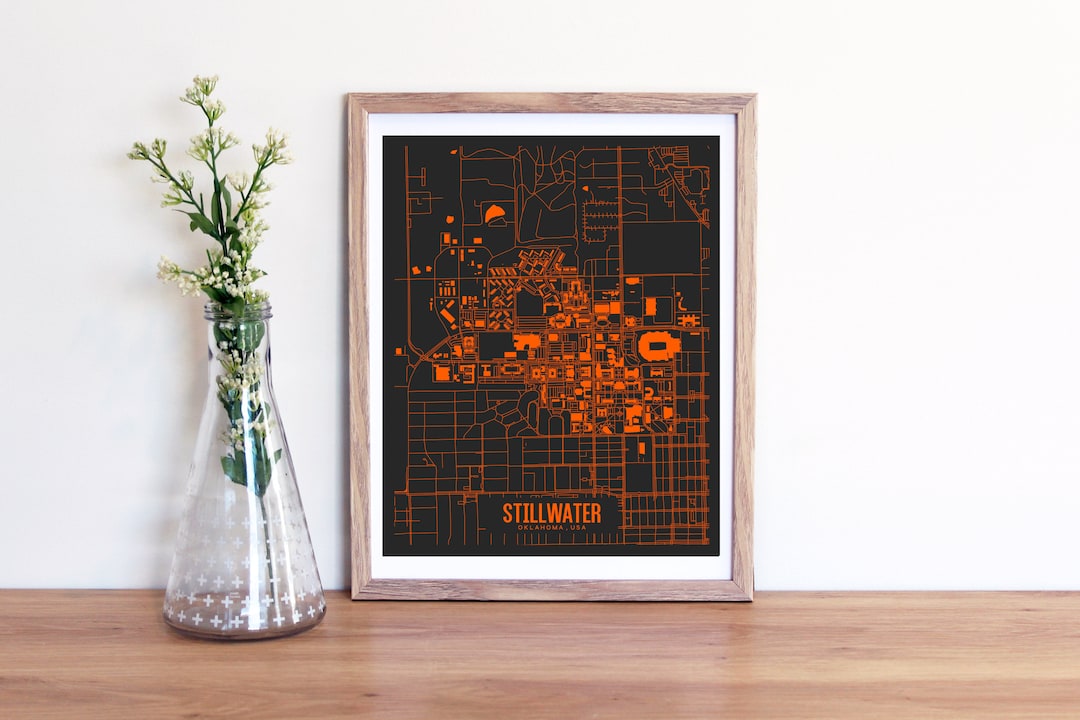 Stillwater Oklahoma Printable Map Poster, Oklahoma State Wall Art, College Graduation Gift ...