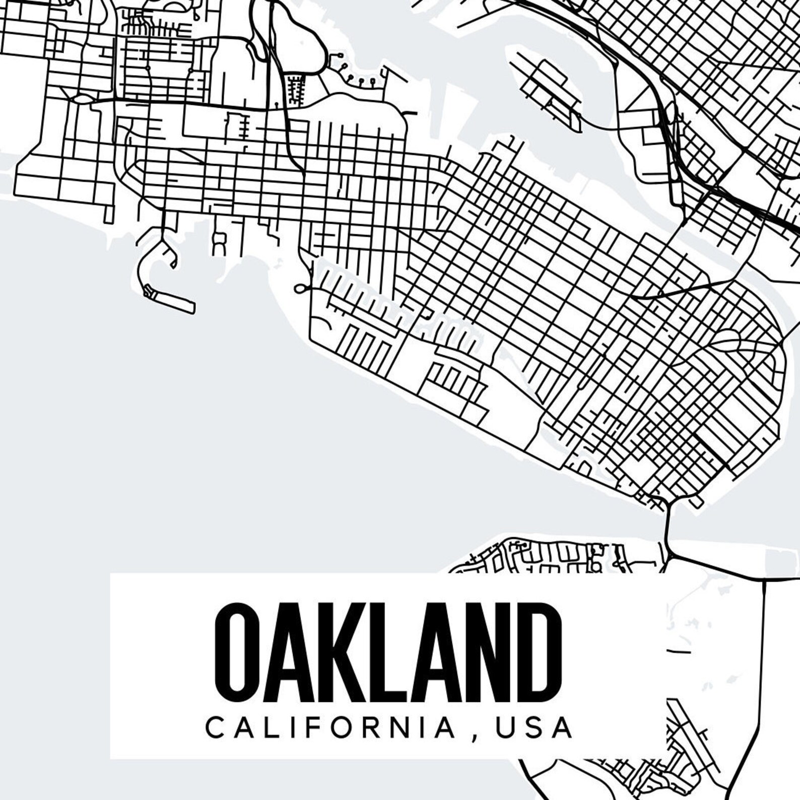 Oakland California Printable Map Oakland CA Map Poster | Etsy