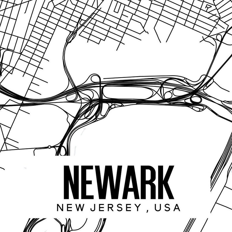 Newark New Jersey Printable Map Newark NJ Map New Jersey Map Etsy