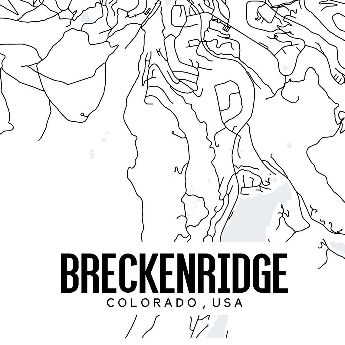 Breckenridge Map Colorado Printable Map Breckenridge Map Etsy