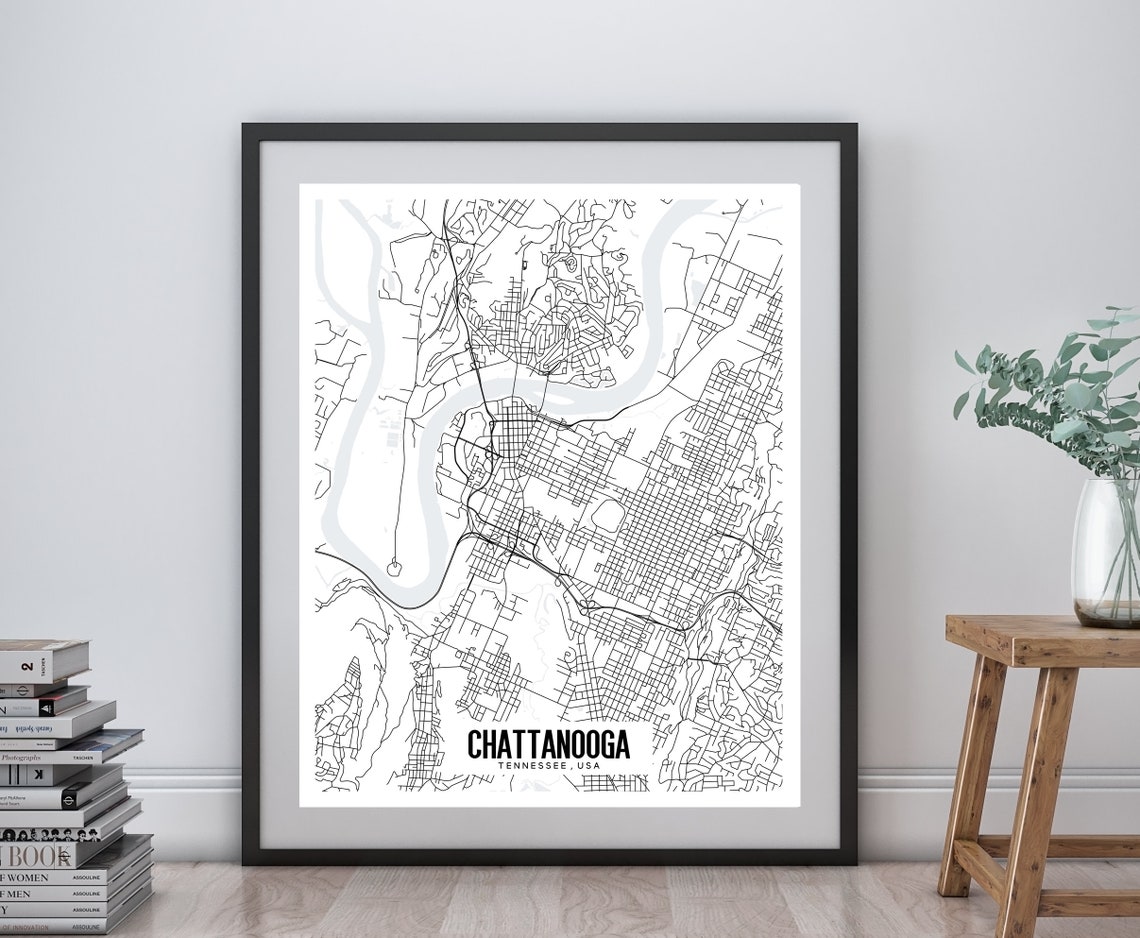 Chattanooga Tennessee Map Printable Printable Map for Office | Etsy
