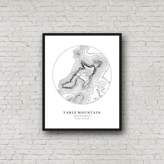 Table Mountain Topographic Map Cape Town Map South Africa Etsy