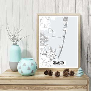 Ocean City Maryland Printable Map Ocean City Map Art Ocean - Etsy