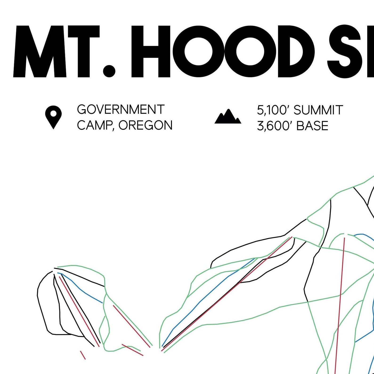Mt. Hood Ski Bowl Oregon Printable Map Etsy