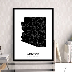 Map of Arizona Printable Arizona Map Print Printable AR Map - Etsy