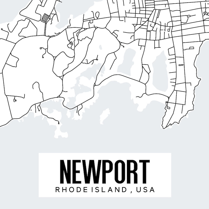Newport Rhode Island Printable Downtown Street Map Rhode - Etsy