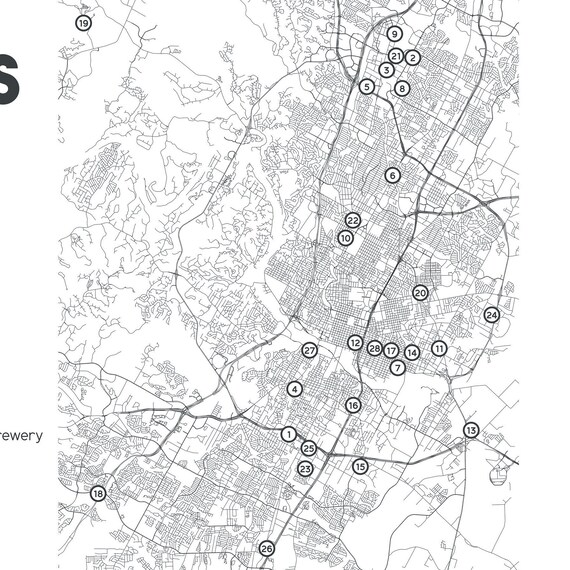 Austin Breweries Printable Map 16\ graphic regarding Printable Map of Austin identify Austin Breweries Printable Map 16\