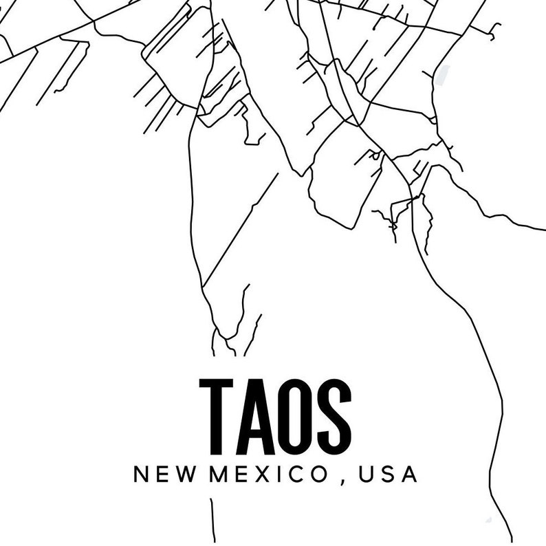 Taos New Mexico Map Printable Printable Map for Office Taos Etsy Ireland