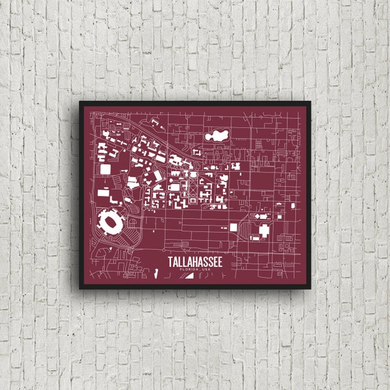 Tallahassee Florida Printable Map Florida State Print | Etsy