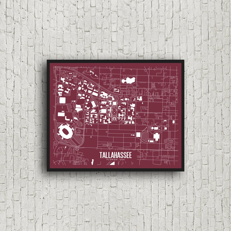 Tallahassee Florida Printable Map Florida State Print | Etsy