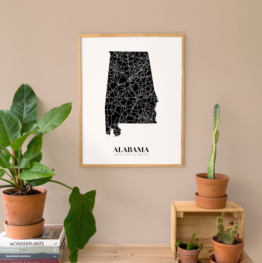 Map of Alabama, Printable Alabama Map, Printable AL Map Poster, Custom ...