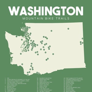 Washington Mountain Bike Trails Map printable | Etsy