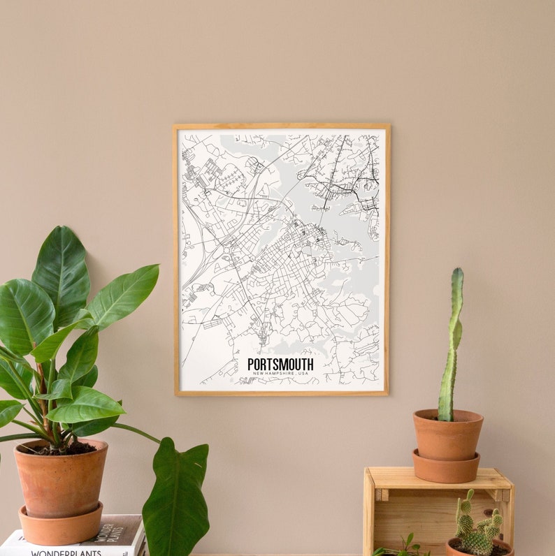 Portsmouth Map, Portsmouth New Hampshire Printable Map, Portsmouth NH map, Minimalist Map, Printable map art, City Map Poster, Ohio Map image 1