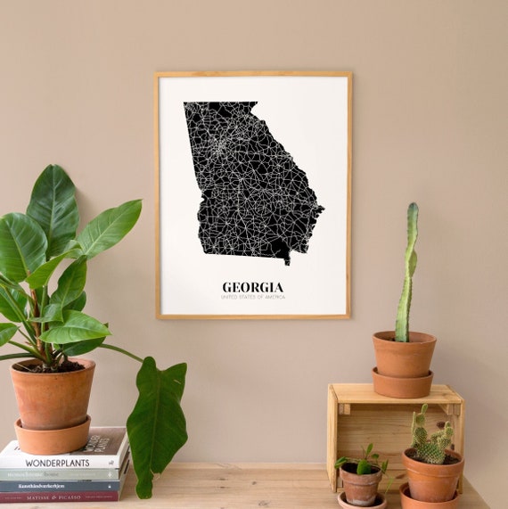 Map of Georgia Printable Georgia Map Printable GA Map | Etsy