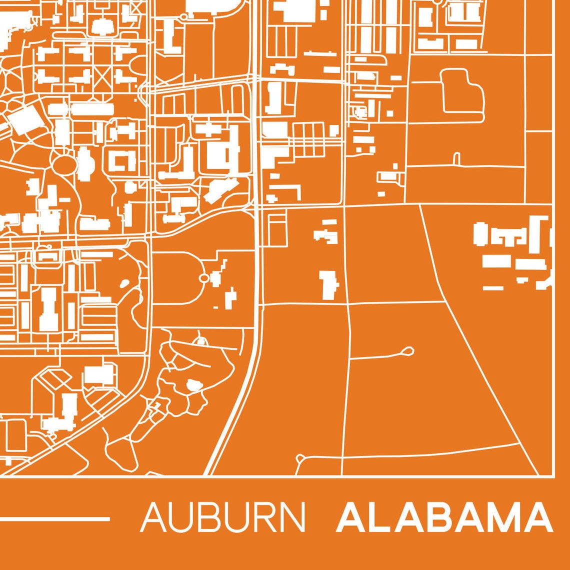 Auburn map Auburn wall art gift for college graduation gift | Etsy