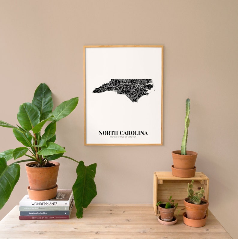 Map of North Carolina Printable North Carolina Map Printable | Etsy