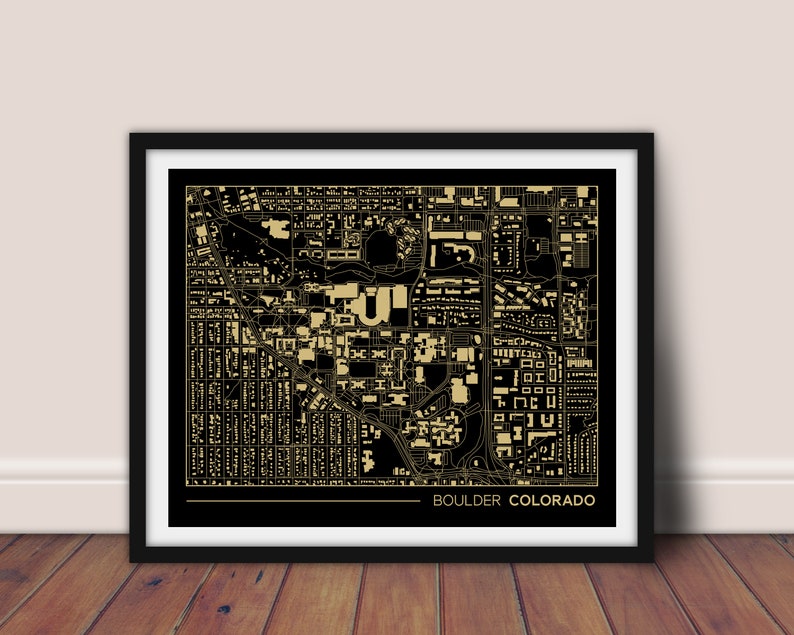 Boulder Colorado Printable Map UC Boulder Campus Map Gift | Etsy