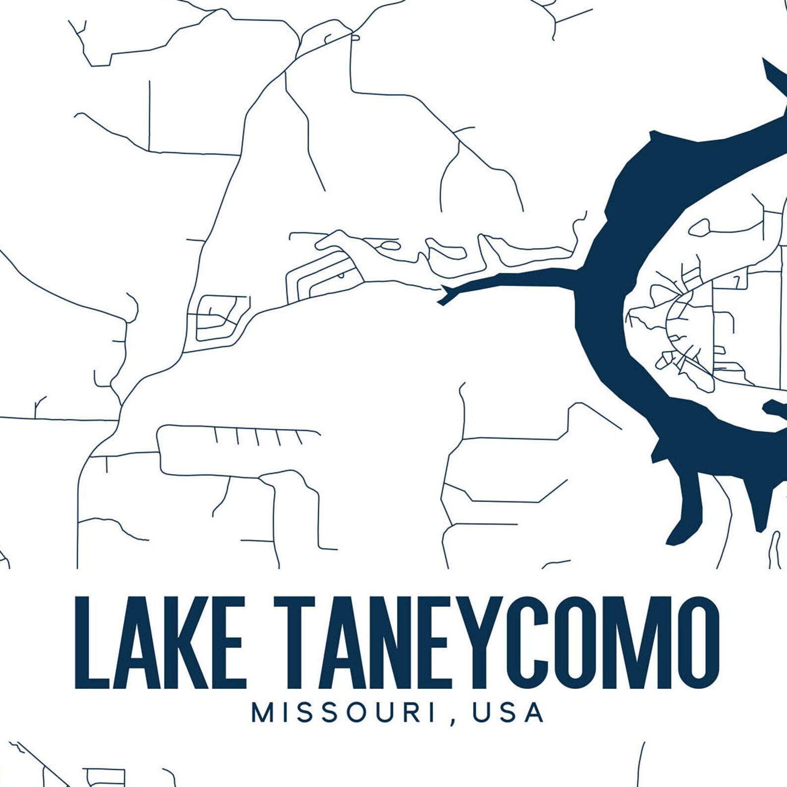 Lake Printable Map Lake Wall Art Lake Etsy