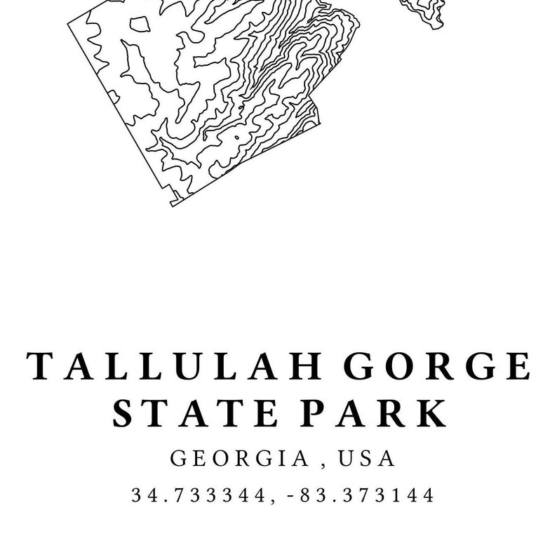 Tallulah State Park Printable Topographic Map Tallulah Etsy