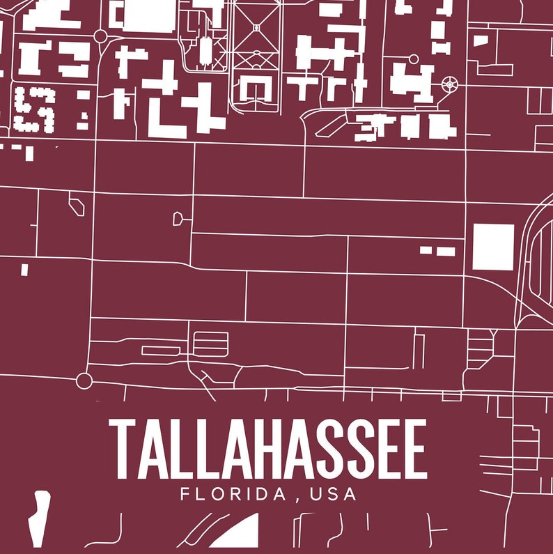 Tallahassee Florida Printable Map Florida State Print - Etsy