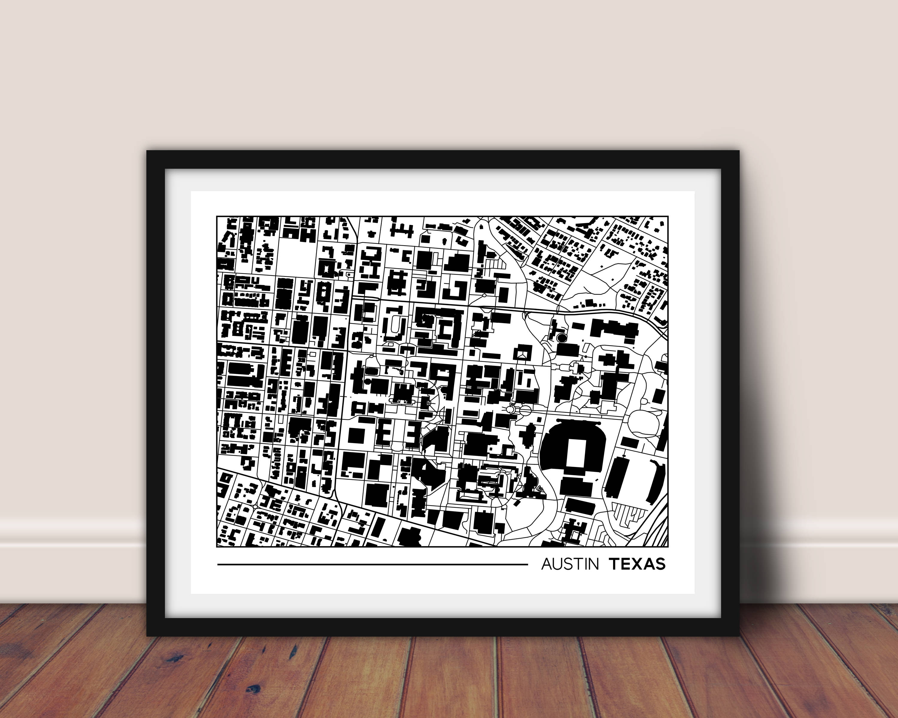 Austin Texas street map University of Texas campus map UT | Etsy