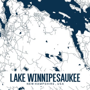 Lake Winnipesaukee Printable Map, Lake Winnipesaukee Wall Art ...