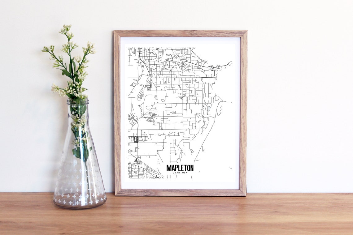 Mapleton Utah Printable Map Mapleton Map Art Mapleton UT Etsy