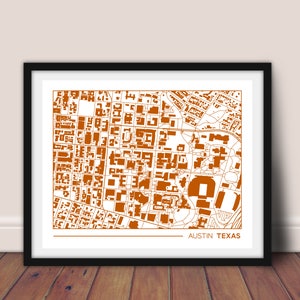 Austin Texas Street Map University of Texas Campus Map UT - Etsy