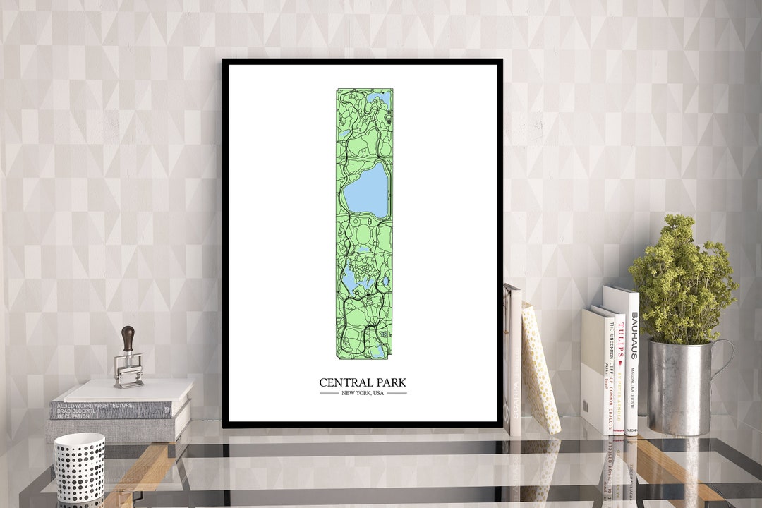 Central Park Map Printable, NYC Map Poster, Central Park Wall Art ...